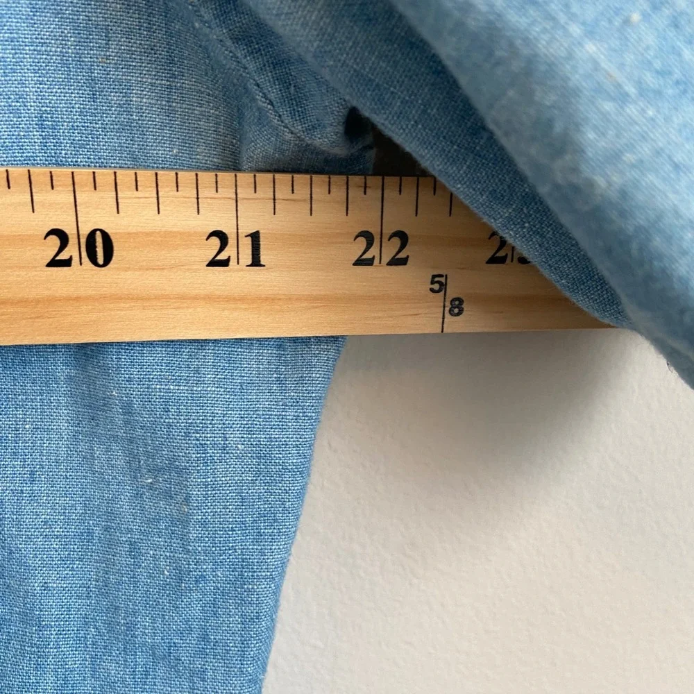 Vintage Levi's 70s Men's Bleached‎ Denim Button Up Short Sleeve Shirt Large